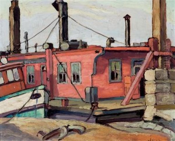 Dredge At Wharfside Toronto Oil Painting by James Edward Hervey MacDonald