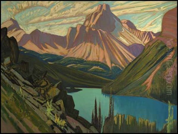 Lake O'hara And Cathedral Mountain, Rockies Oil Painting by James Edward Hervey MacDonald