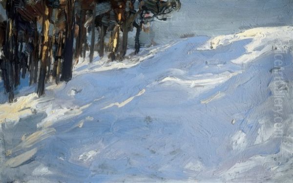 Winter Hillside Oil Painting by James Edward Hervey MacDonald