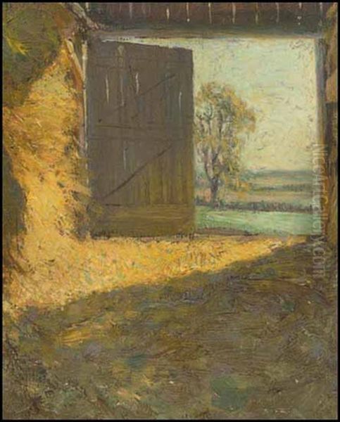 The Barn Door, The Farm, The Township, Ontario (fred Hardy's Barn) Oil Painting by James Edward Hervey MacDonald