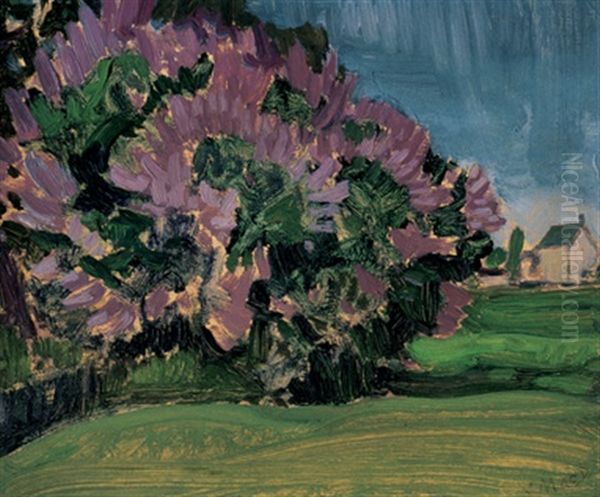 Lilac Bush At Thornhill House Oil Painting by James Edward Hervey MacDonald