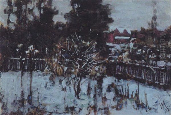 Backyard In Winter Oil Painting by James Edward Hervey MacDonald