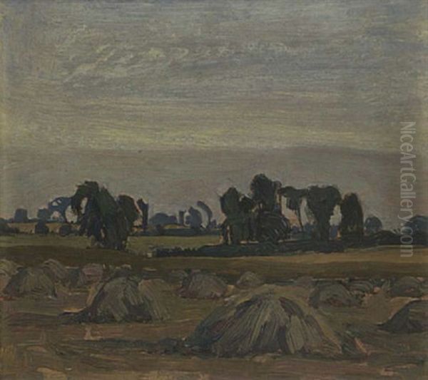 Hay Field Oil Painting by James Edward Hervey MacDonald