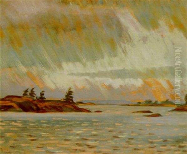 Rain, Georgian Bay Oil Painting by James Edward Hervey MacDonald