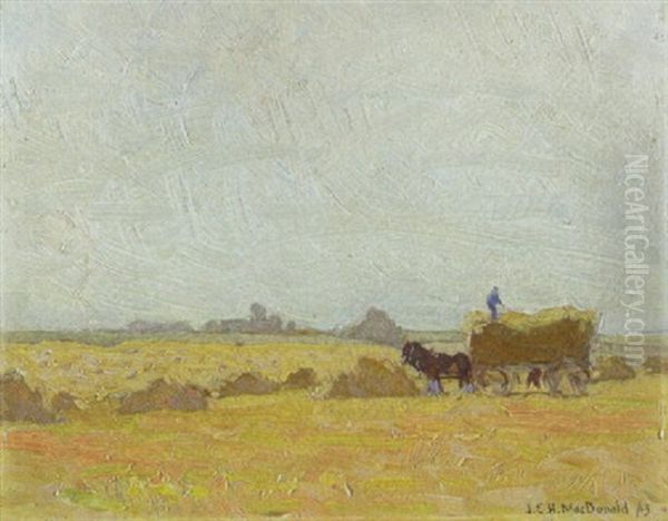 Harvest A Hot Day Oil Painting by James Edward Hervey MacDonald