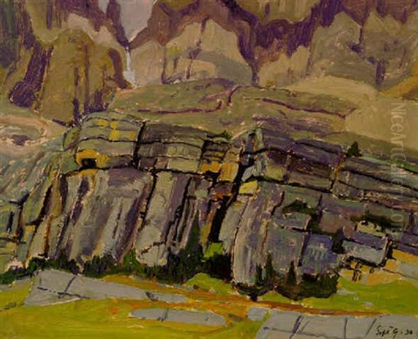 Cliffs Near Lake O'hara Oil Painting by James Edward Hervey MacDonald