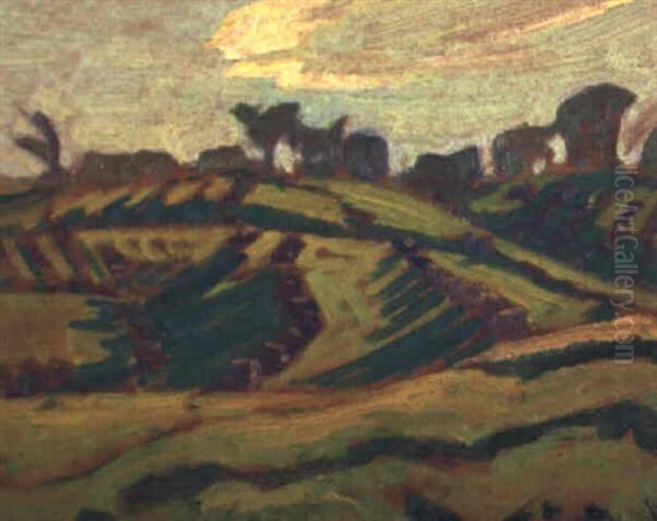 Wheat Stooks And Shadows, Thornhill Oil Painting by James Edward Hervey MacDonald