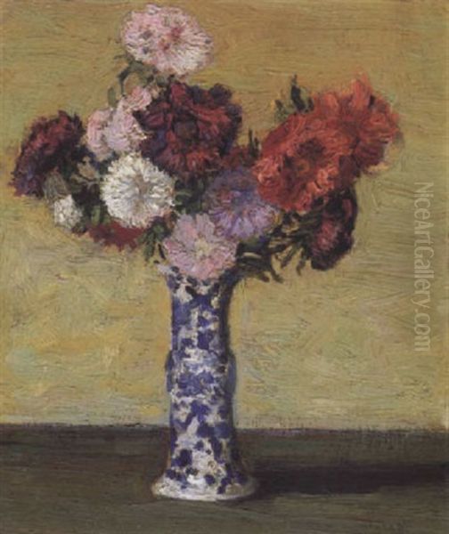 Asters Oil Painting by James Edward Hervey MacDonald