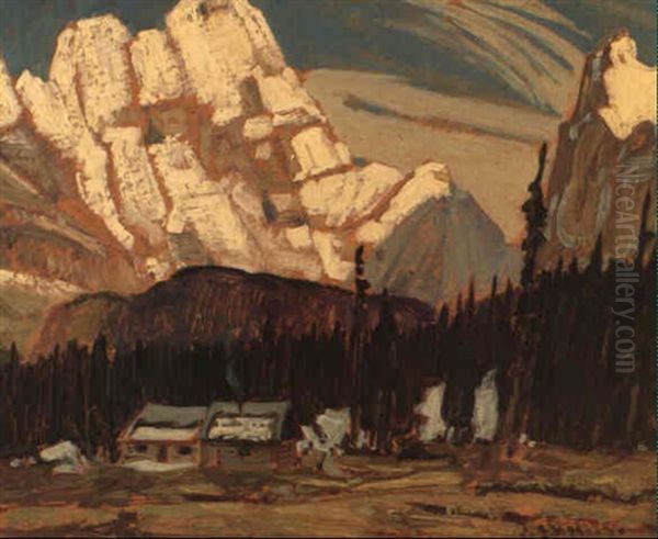 Hungabee Mountains, Canadian Rockies Oil Painting by James Edward Hervey MacDonald