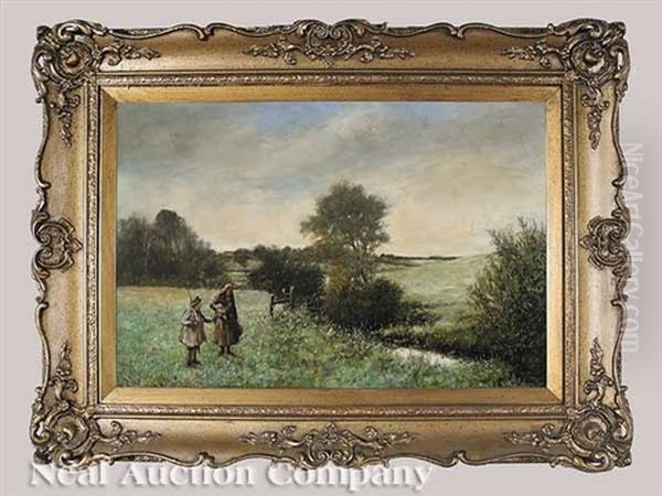 The Edge Of The Field (+ On The Way To Town; Pair) Oil Painting by Norman M. Macdougall