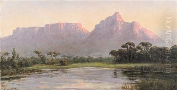 View Of Table Mountain And Devils Peak Oil Painting by Edward Clark Churchill Mace