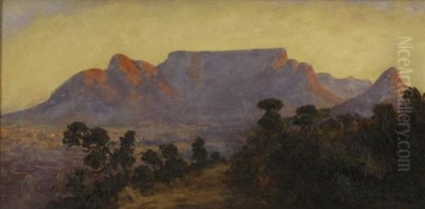 Sunset Over Table Mountain Oil Painting by Edward Clark Churchill Mace