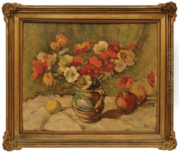 Still Life With Poppies (double-sided) Oil Painting by Norman MacGeorge