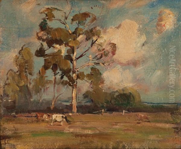 Landscape With Cattle Oil Painting by Norman MacGeorge