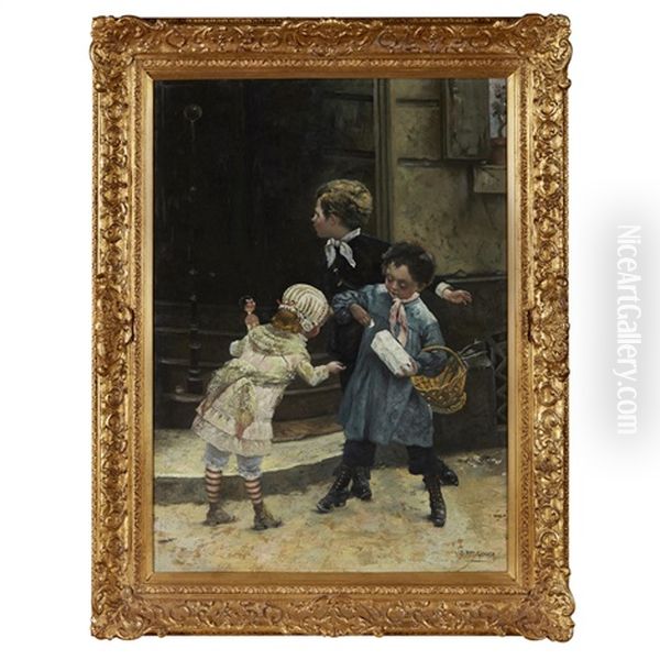 Sharing Sweets Oil Painting by William Stewart MacGeorge