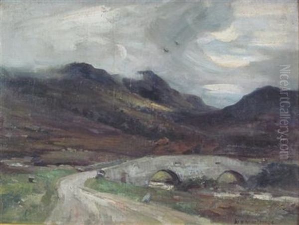 Stone Bridge In The Highlands Oil Painting by William Stewart MacGeorge