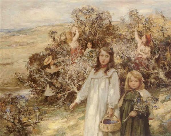 Gathering Blaeberries Oil Painting by William Stewart MacGeorge