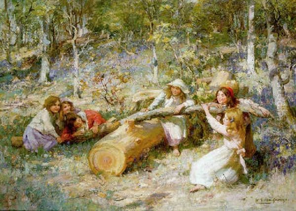 The See-saw Oil Painting by William Stewart MacGeorge