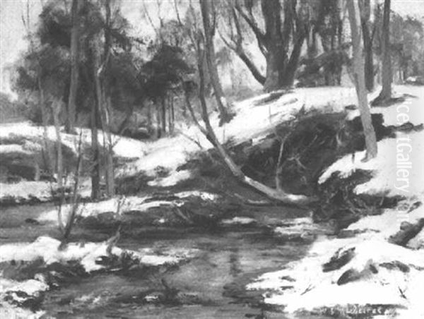 Buckland Burn - Winter Oil Painting by William Stewart MacGeorge