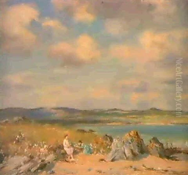 Playing On A Beach Oil Painting by William Stewart MacGeorge