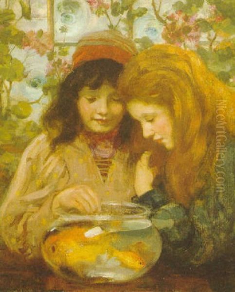 The Goldfish Bowl Oil Painting by William Stewart MacGeorge