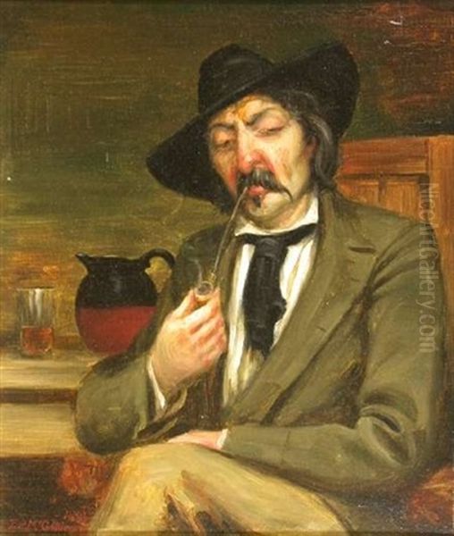 Portrait Of A Gentleman Smoking Oil Painting by James Pittendrigh Macgillivray