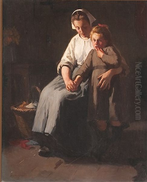 Sympathy - A Mother And Child Oil Painting by Norwood Hodge Macgilvary