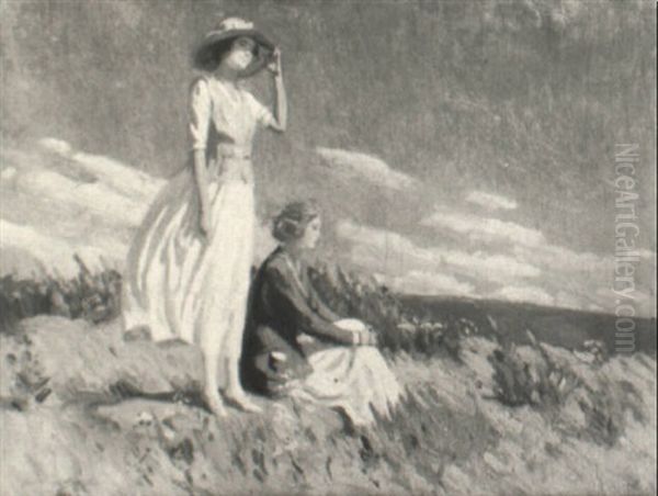 Two Women On The Coast Oil Painting by Norwood Hodge Macgilvary