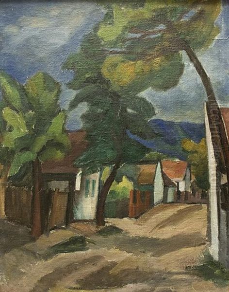 Landscape With A Village Green (recto/verso) by Svatopluk Machal