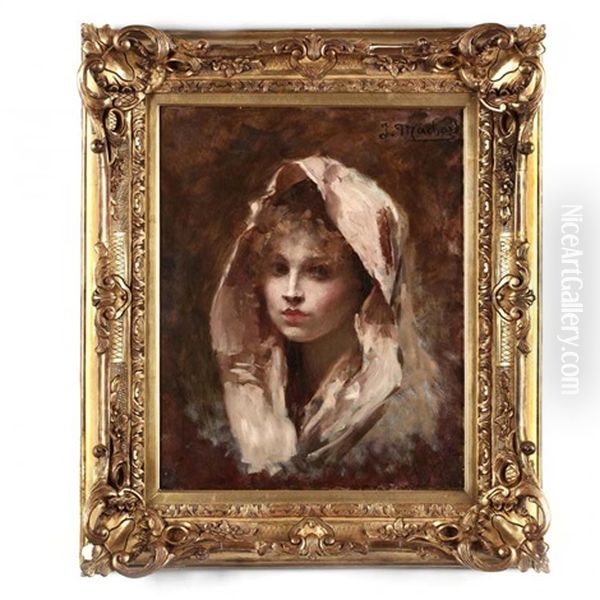 A Young Beauty Oil Painting by Jules Louis Machard