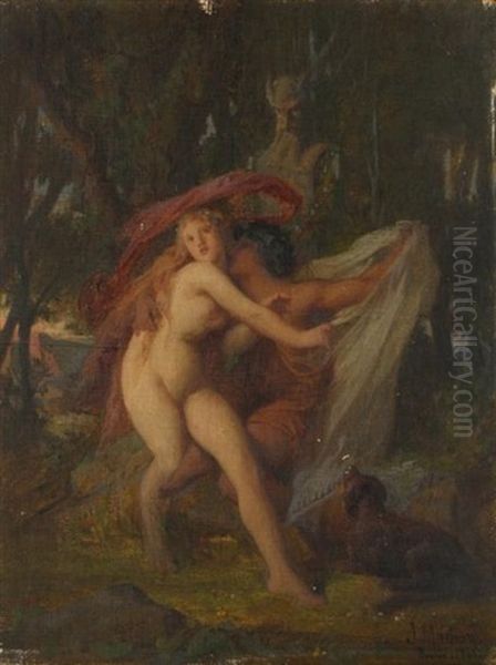 Le Baiser Vole Oil Painting by Jules Louis Machard