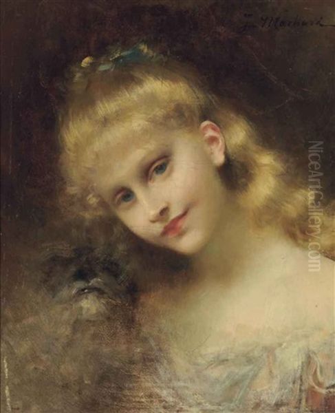 Une Belle Oil Painting by Jules Louis Machard