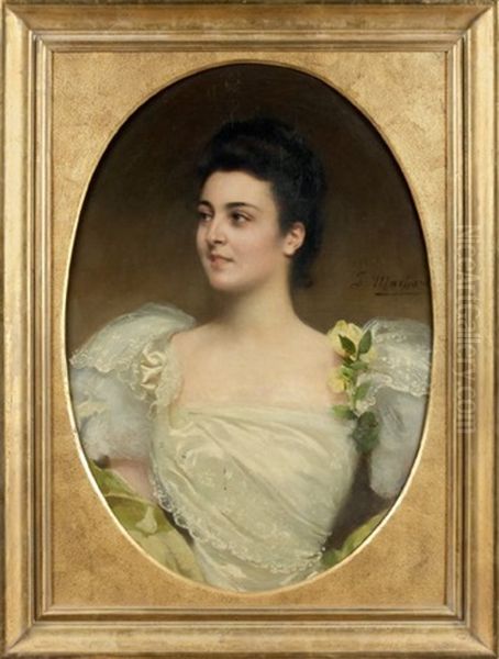 Portrait D'une Elegante Oil Painting by Jules Louis Machard