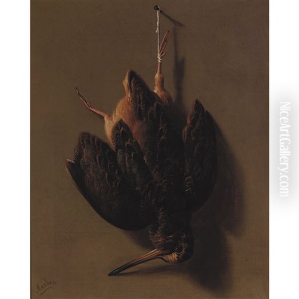 Hanging Woodcock Oil Painting by William H. Machen