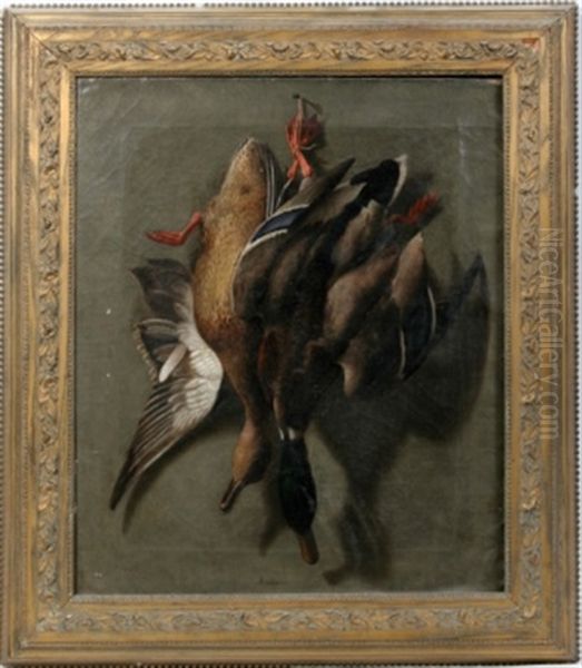 Still Life: Duck Trophy Oil Painting by William H. Machen