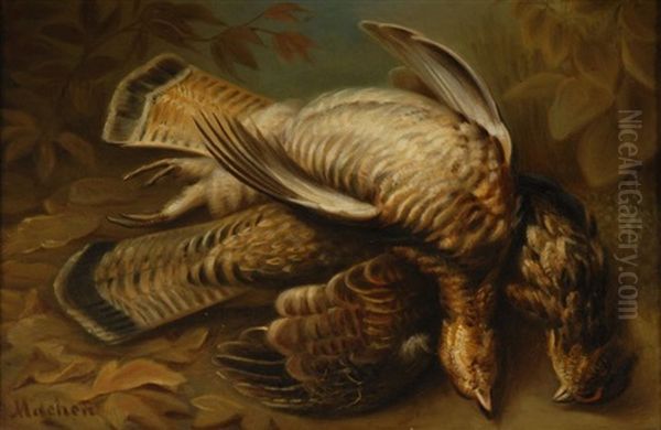 Ruffed Grouse Pair Oil Painting by William H. Machen