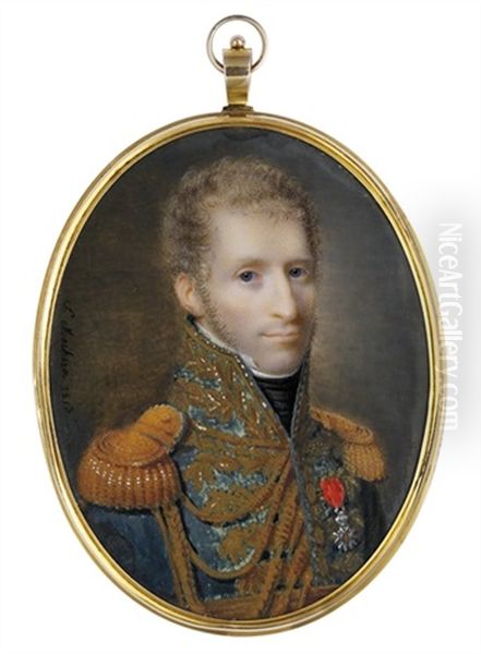 A Young General Or Marshal In Blue Uniform With Gold Laurel Embroidery Oil Painting by Ferdinand Machera