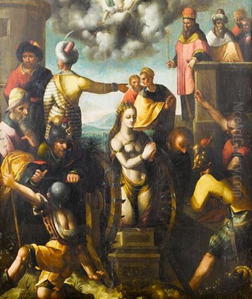 The Martyrdom Of Saint Catherine Of Alexandria Oil Painting by Pedro Machuca