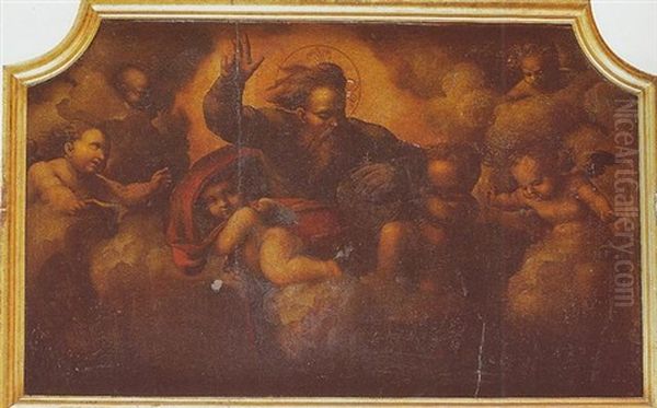 Dieu Le Pere Entoure D'anges Oil Painting by Pedro Machuca