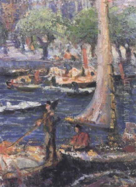 Boating On The River Oil Painting by Marian T. MacIntosh