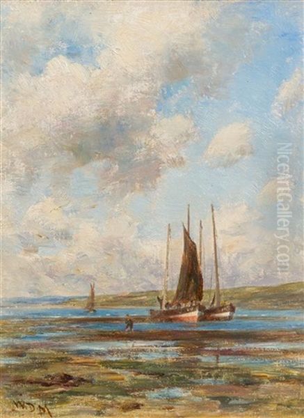 Boats At The Marsh Oil Painting by William Darling MacKay