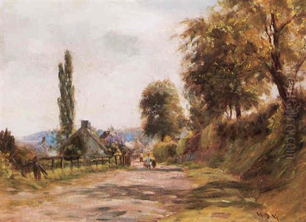 The Village Lane Oil Painting by William Darling MacKay