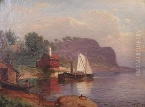 Vid Angbatsbryggan Oil Painting by Albert Berg