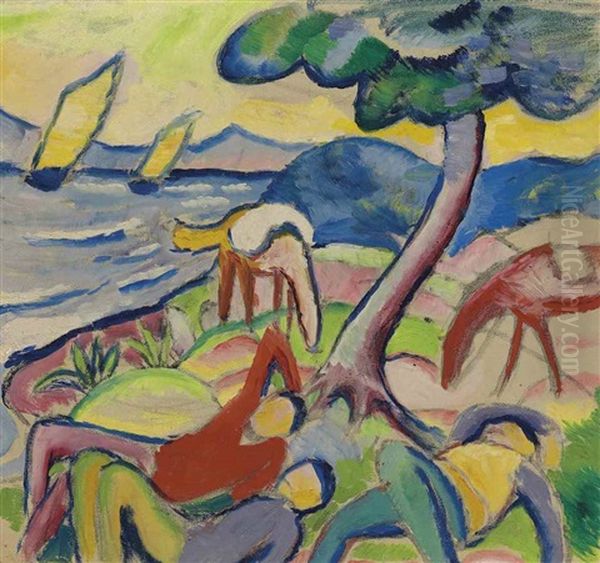 Schlafende Reiter Oil Painting by August Macke