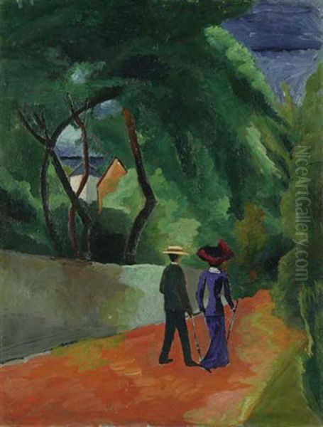 Der Rote Weg Oil Painting by August Macke