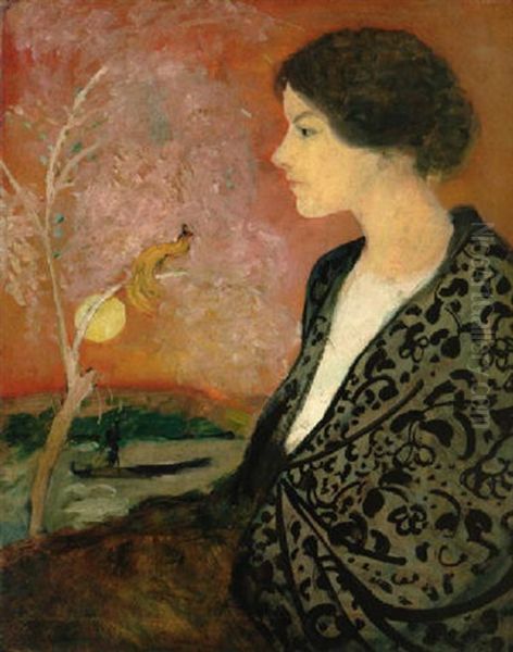 Portratstudie Elisabeth Gerhardt (aus Dem Gedachtnis) Oil Painting by August Macke