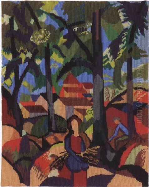 Madchen Beim Reisigsammeln Oil Painting by August Macke