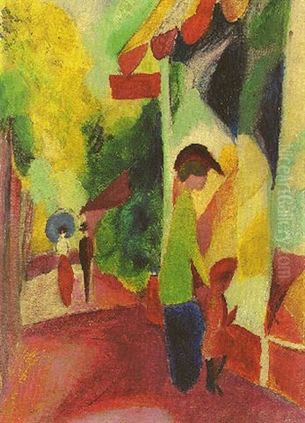 Schaufenster Mit Gelben Baeumen Oil Painting by August Macke