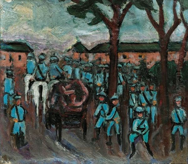 Infantry Oil Painting by Helmuth Macke