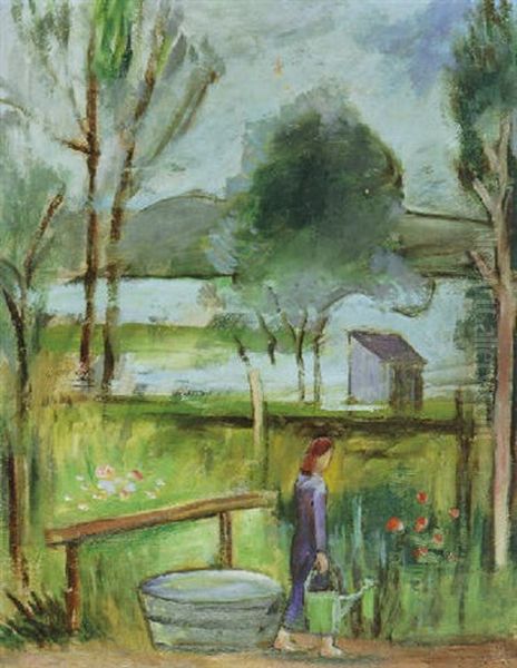 Garten Am See Oil Painting by Helmuth Macke